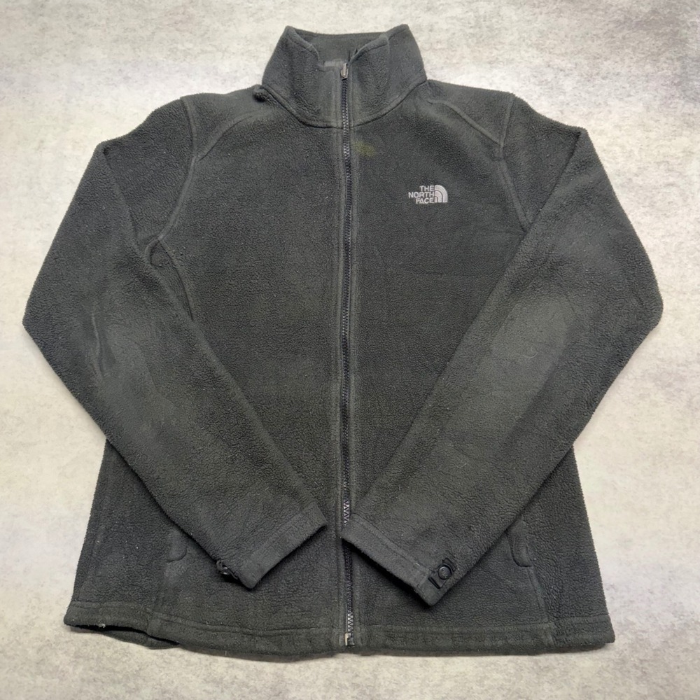 The North Face FlashDry Full Zip Fleece Jacket Womens Large Black Mock Neck Coat